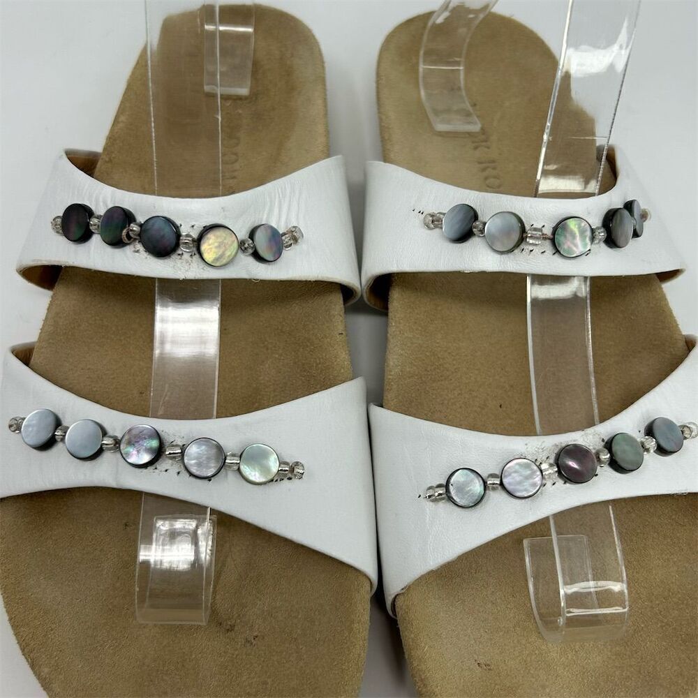 Jack Rogers Women's White Leather Beaded Slide Sandals Size 9M Casual Summer - Picture 5 of 12